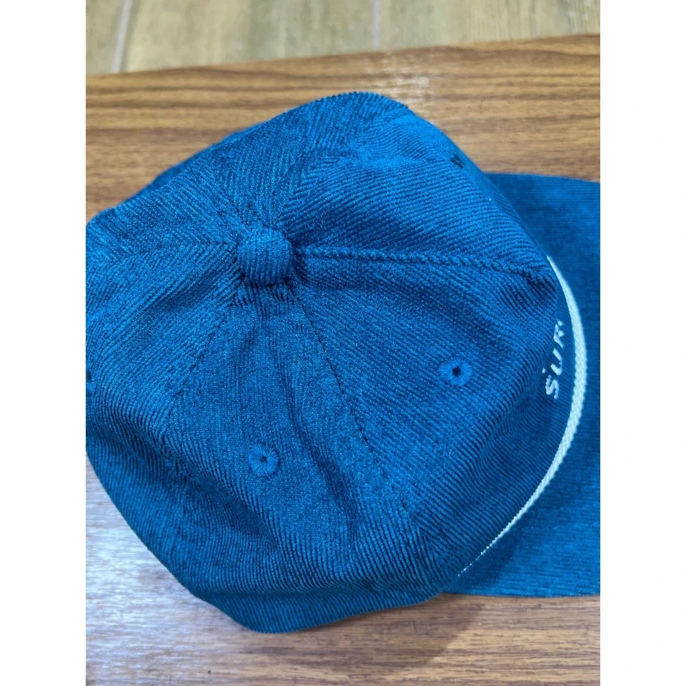 Cash & Co Kids Pray For Surf Corduroy Snapback Hat Teal Blue Rope Detail M/L